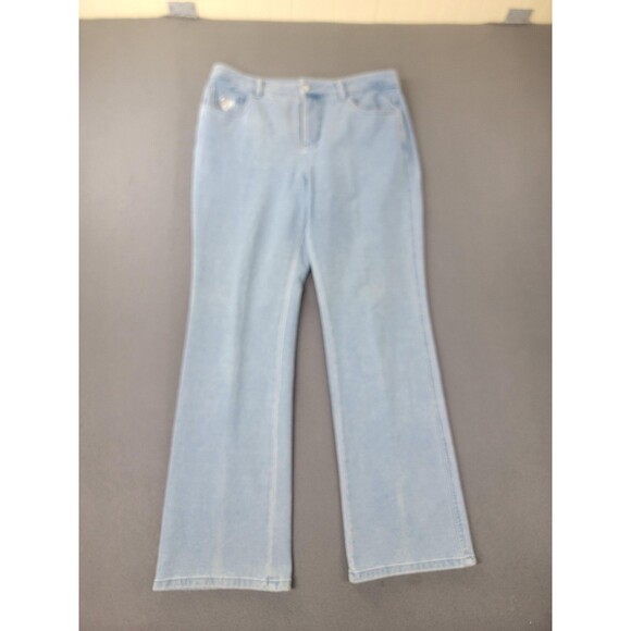 Quacker Factory Jeans Womens 10 Light DreamJeannes Straight Heart Rhinestone - Picture 1 of 14